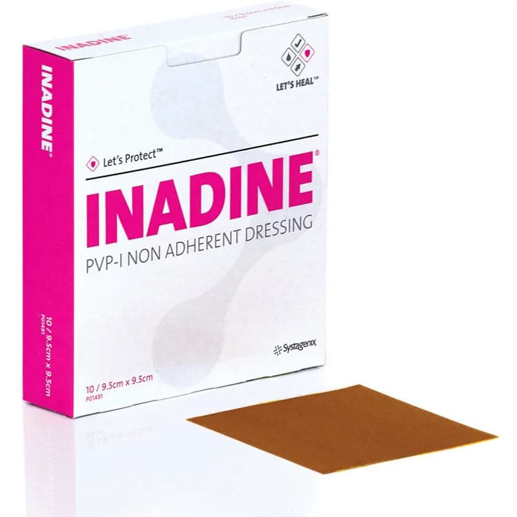 INADINE MEDIC STER – 10 Wundauflagen 9,5 × 9,5 cm