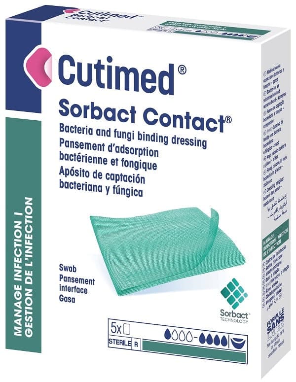 Cutimed Sorbact – Garza 7×9 cm, confezione da 5