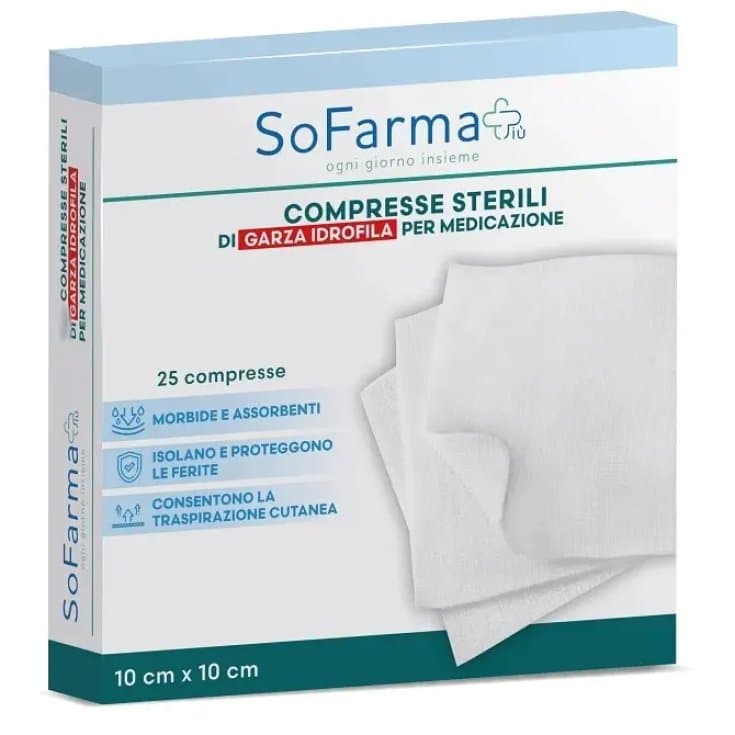 Garze Compresse Cotone – 10×10 cm, 25 pz