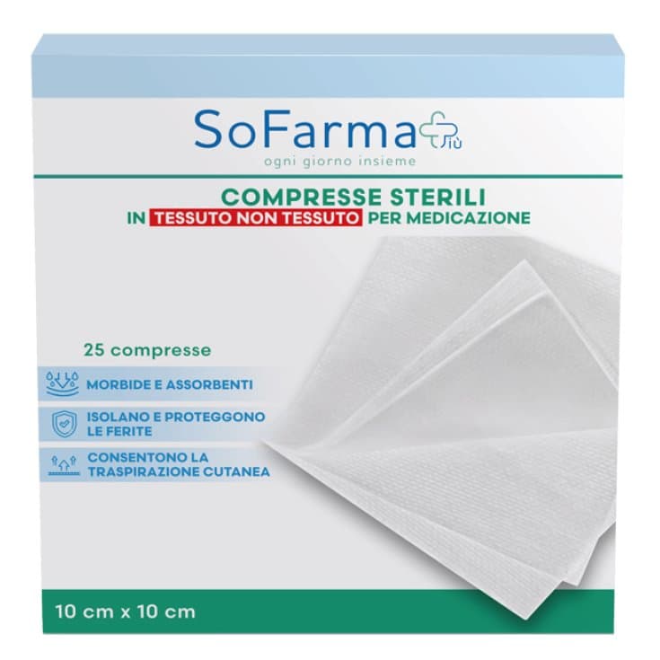 Garza TNT 10×10 cm – Confezione da 25 pezzi