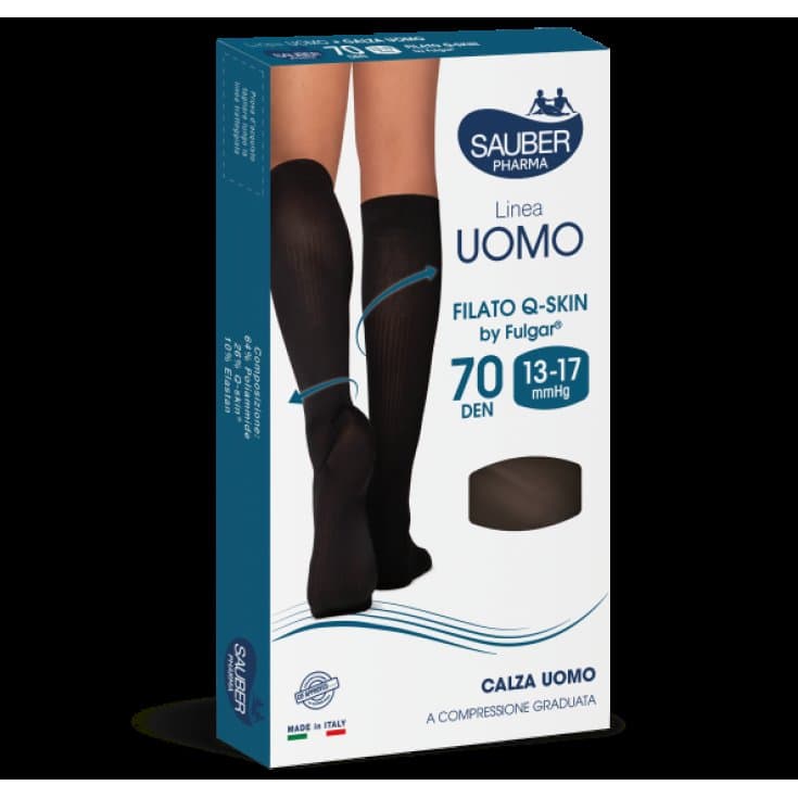 SAUBER Q-Skin Kompressionsstrümpfe – Größe G, 70D, Blau