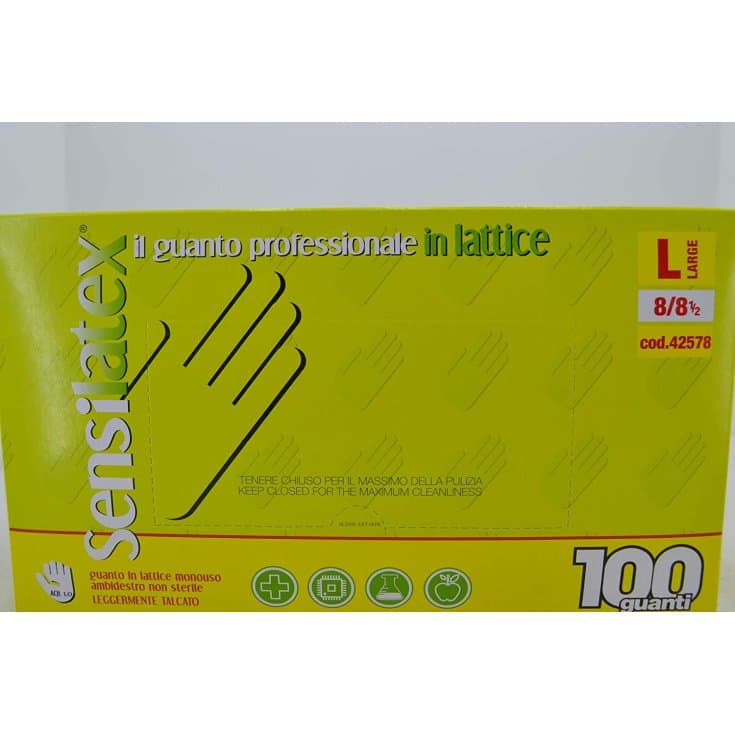Sensila Guanti in Lattice Talcati Taglia L – 100 Pezzi