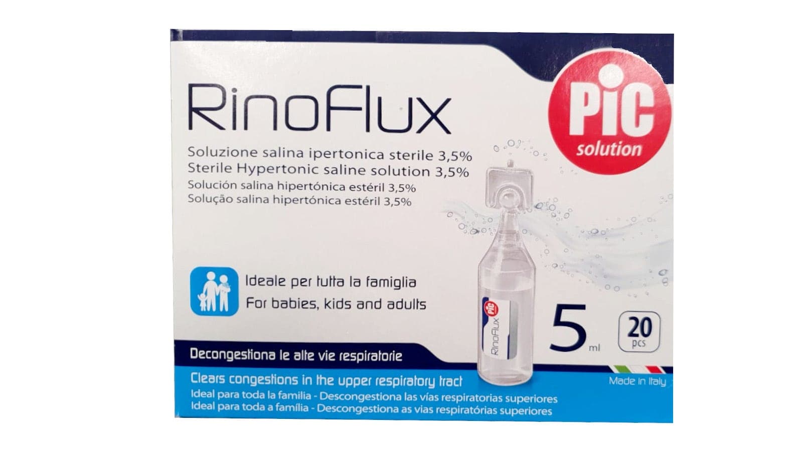 Rinoflux – Soluzione Ipertonica 5 ml, 20 Flaconi