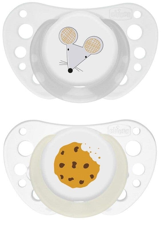 Chicco Schnuller Air Grau Lumineszent 16-36M, 2er Pack
