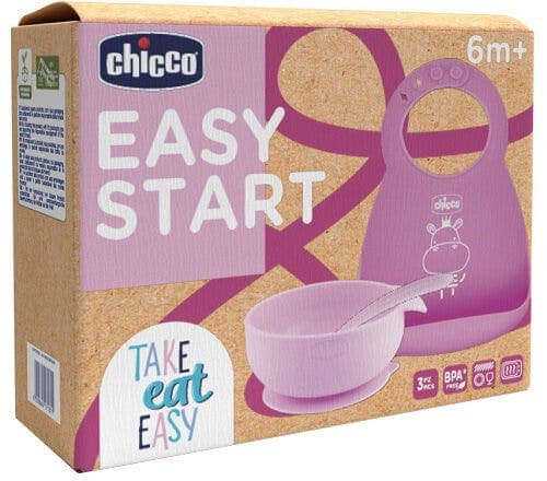 Chicco Silikon-Fütterungsset – ab 6 Monaten, Rosa