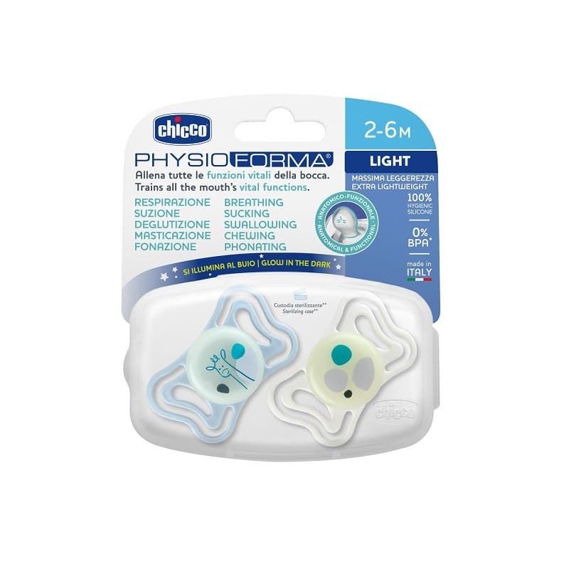 Chicco Succhietto Light Luminoso – 2-6 Monate, 2er Pack