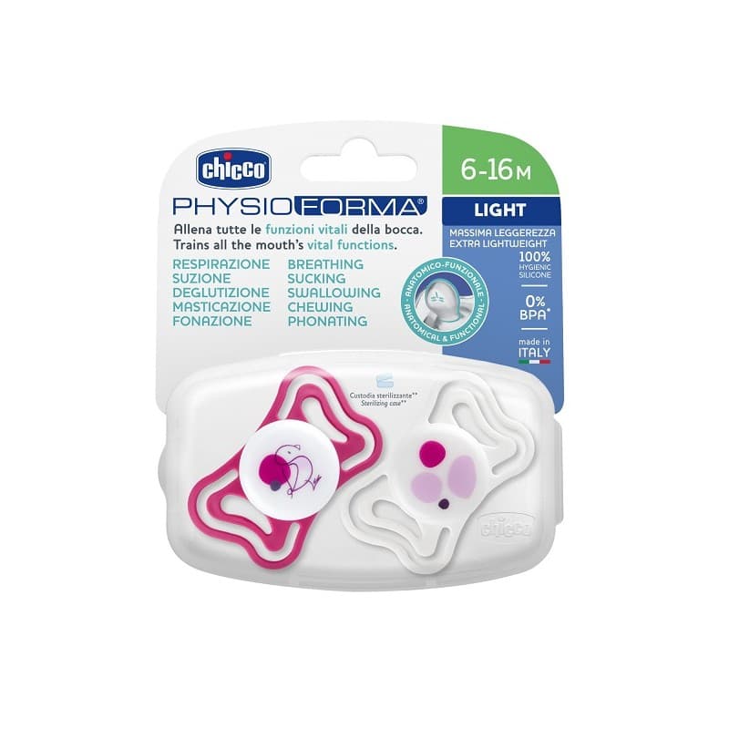 Chicco Succhietto Light Rosso – 6-16 mesi, 2 pezzi