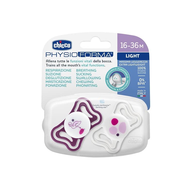 Chicco Succhietto Light Rosso – 16-36 Monate, 2er Pack