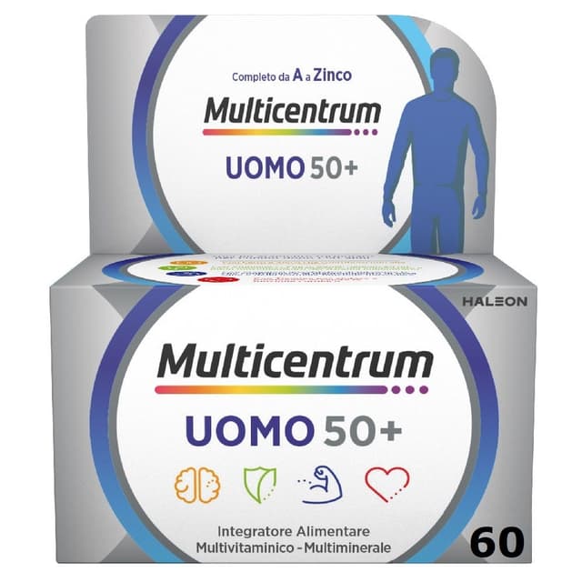 Multicentrum Uomo 50+ Multivitaminico + Calcio – 60 compresse