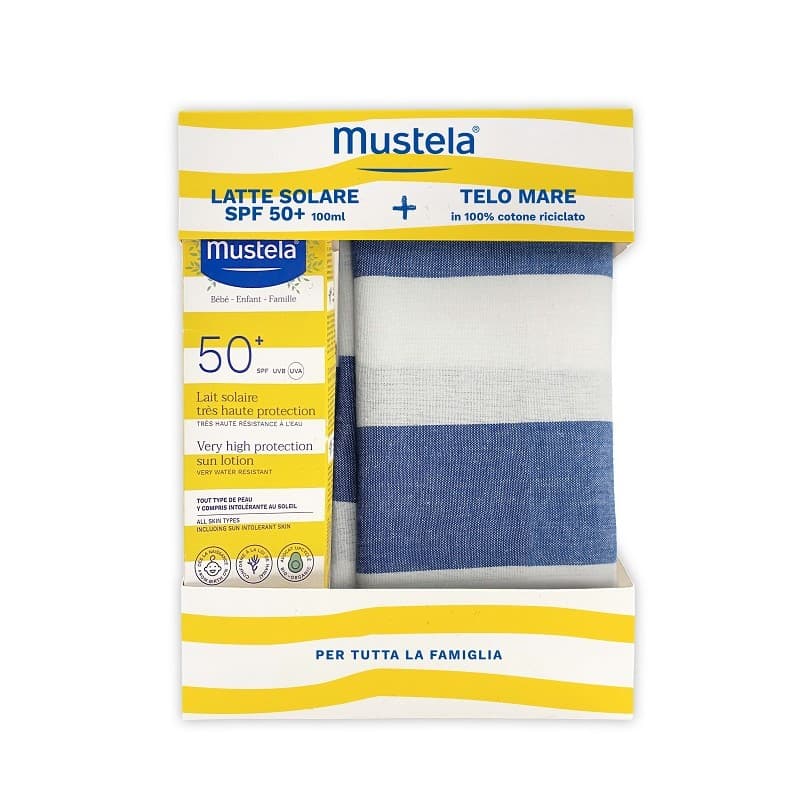 Mustela Sonnenmilch mit Strandtuch