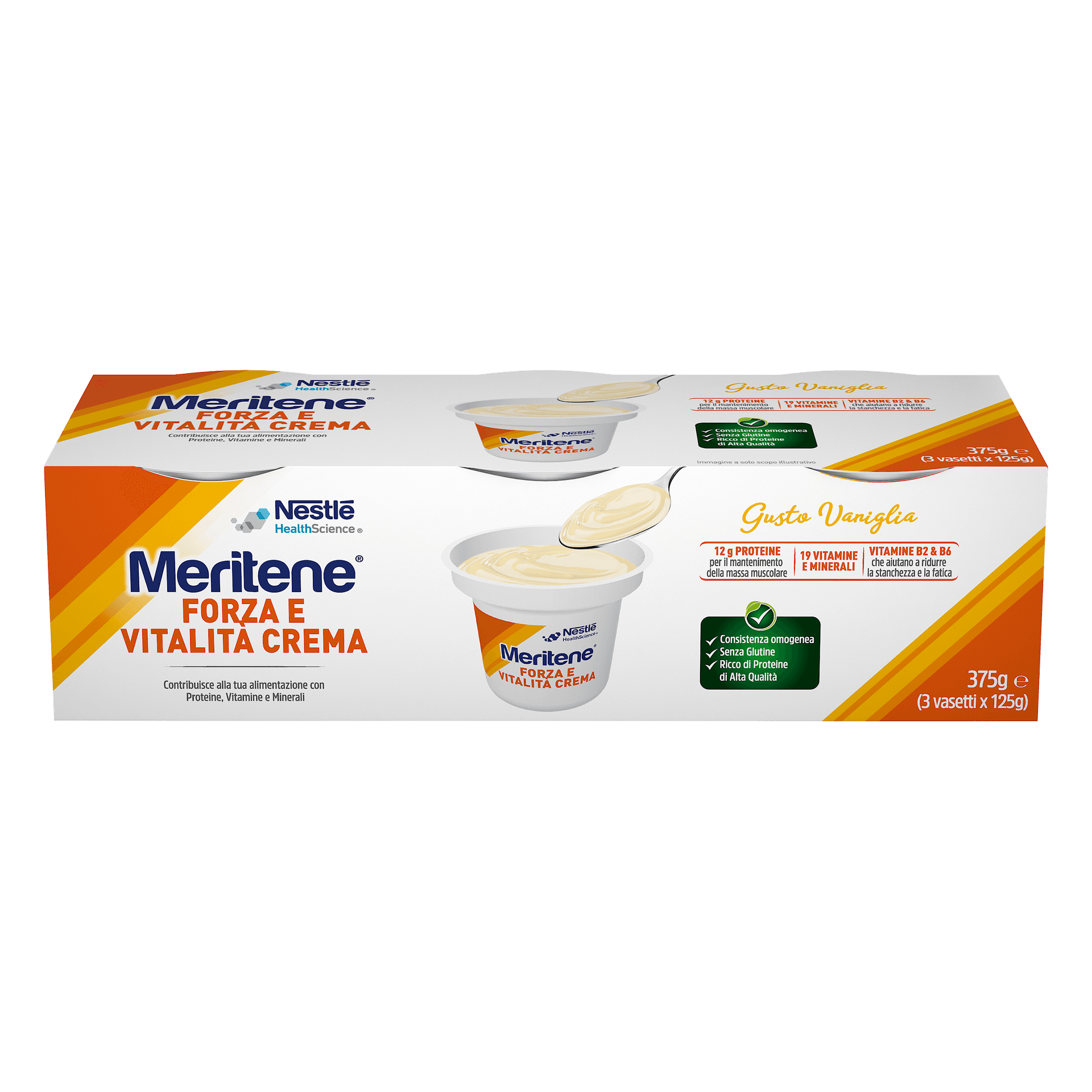 Meritene Crema Vaniglia – 3 x 125 g Dessert Proteico