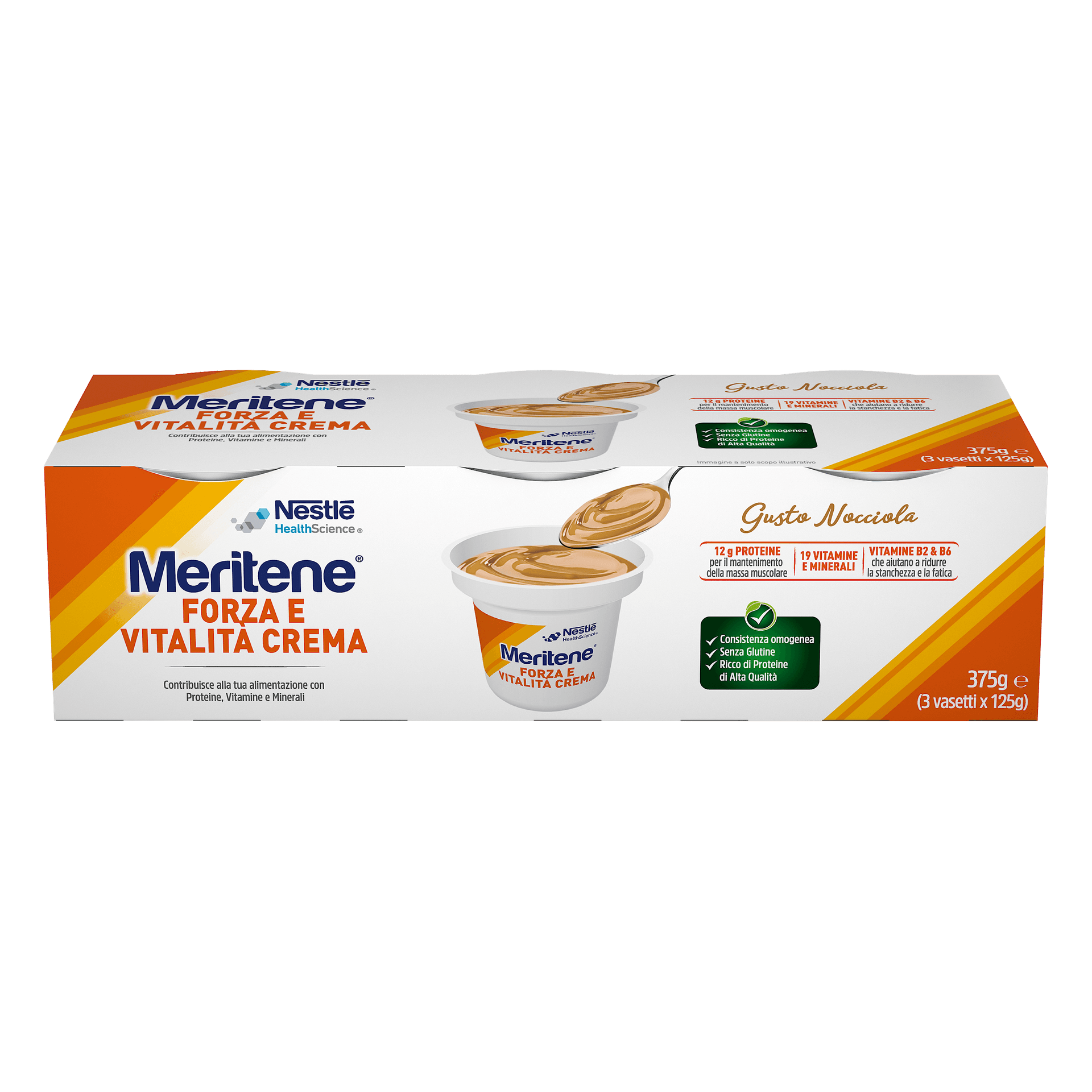 Meritene Crema Nocciola – 3 x 125 g crema proteica nutriente