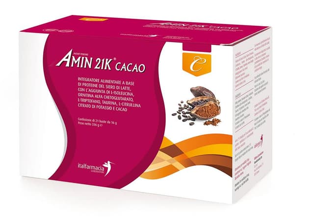 Amin 21K Cacao Proteine del siero di latte + Potassio – 336 g polvere