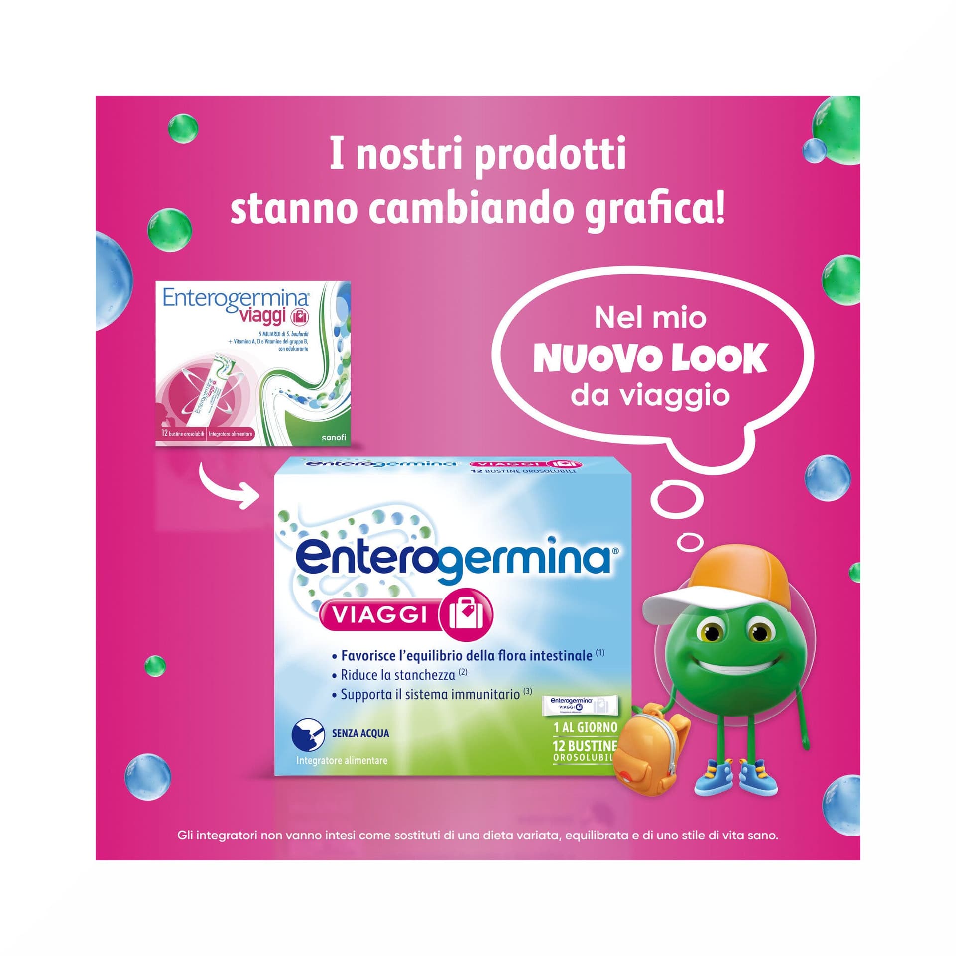 Enterogermina Viaggio Saccharomyces boulardii + Multivitaminico – 12 bustine