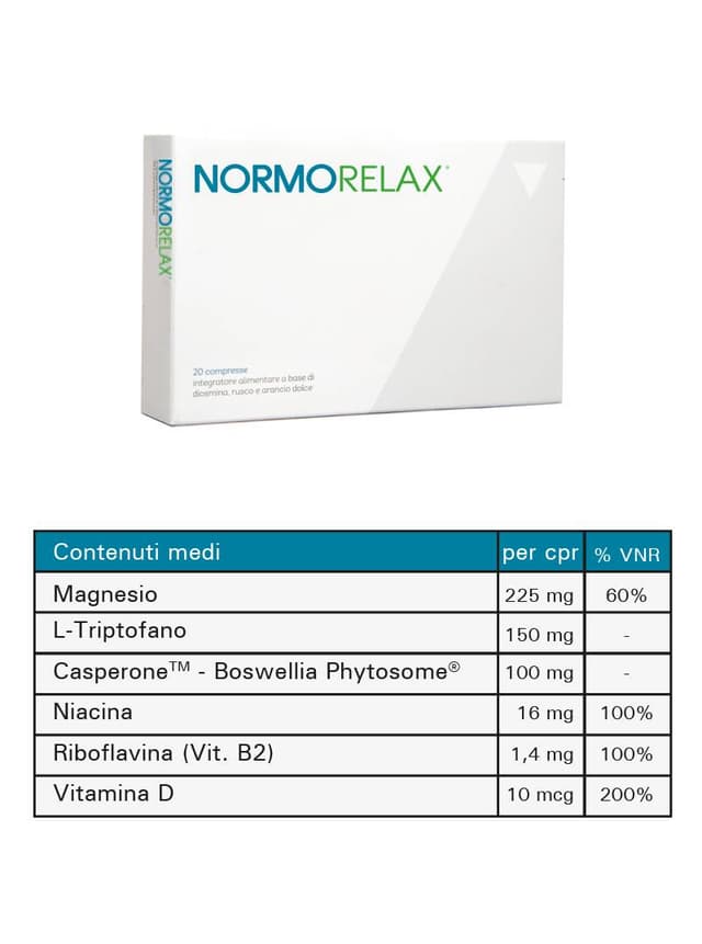 Normorelax Magnesio 225 mg + L-triptofano – 20 compresse rivestite