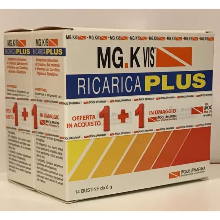 MgK Vis Ricarica Plus – Magnesio e Potassio, 14+14 Bustine