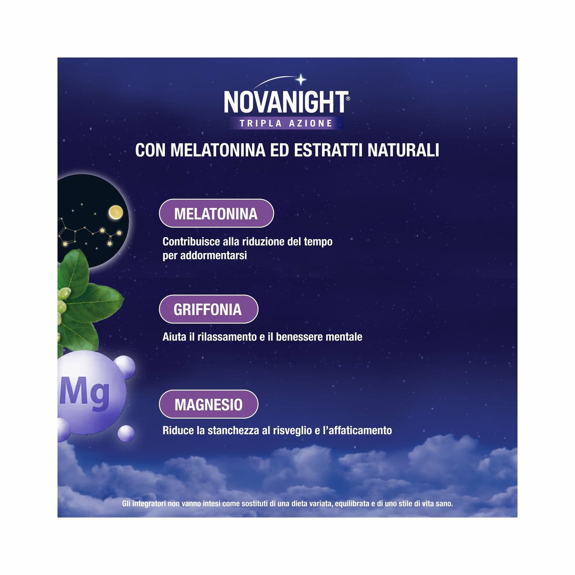 Novanight Tripla Azione Melatonina – 20 bustine