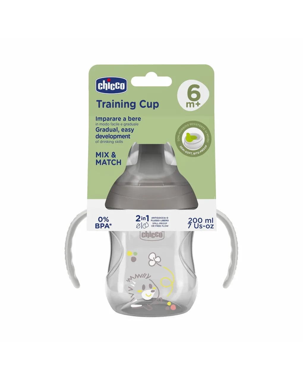 Chicco Tazza di Apprendimento Grigia da 6 Mesi