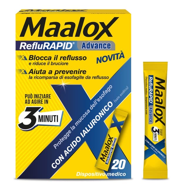 Maalox Reflurapid Advance – 20 Bustine Bruciore e Reflusso