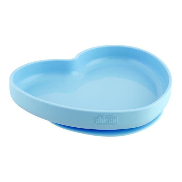 Chicco Piatto Cuore in Silicone con Ventosa Blu