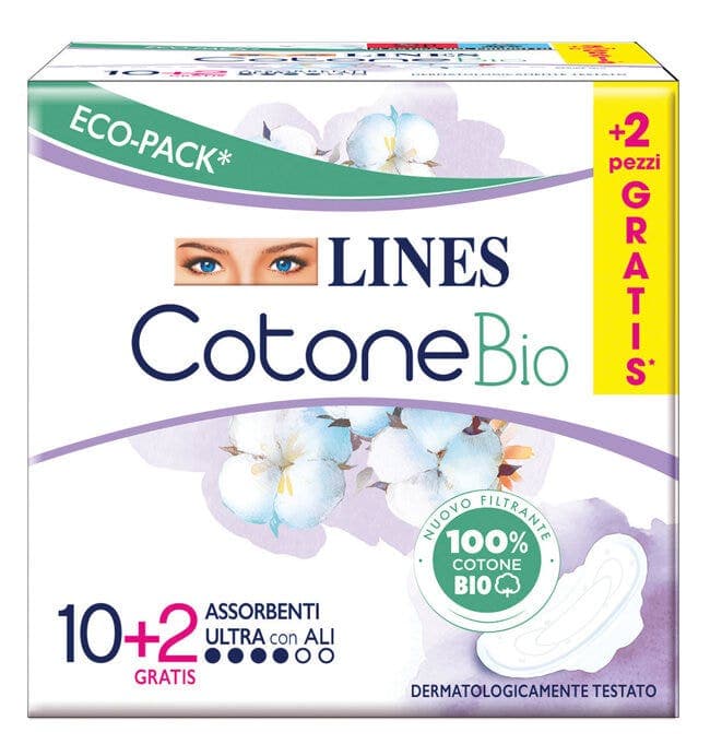 Lines Cotone Bio Ultra Assorbenti con Ali – 12 pezzi
