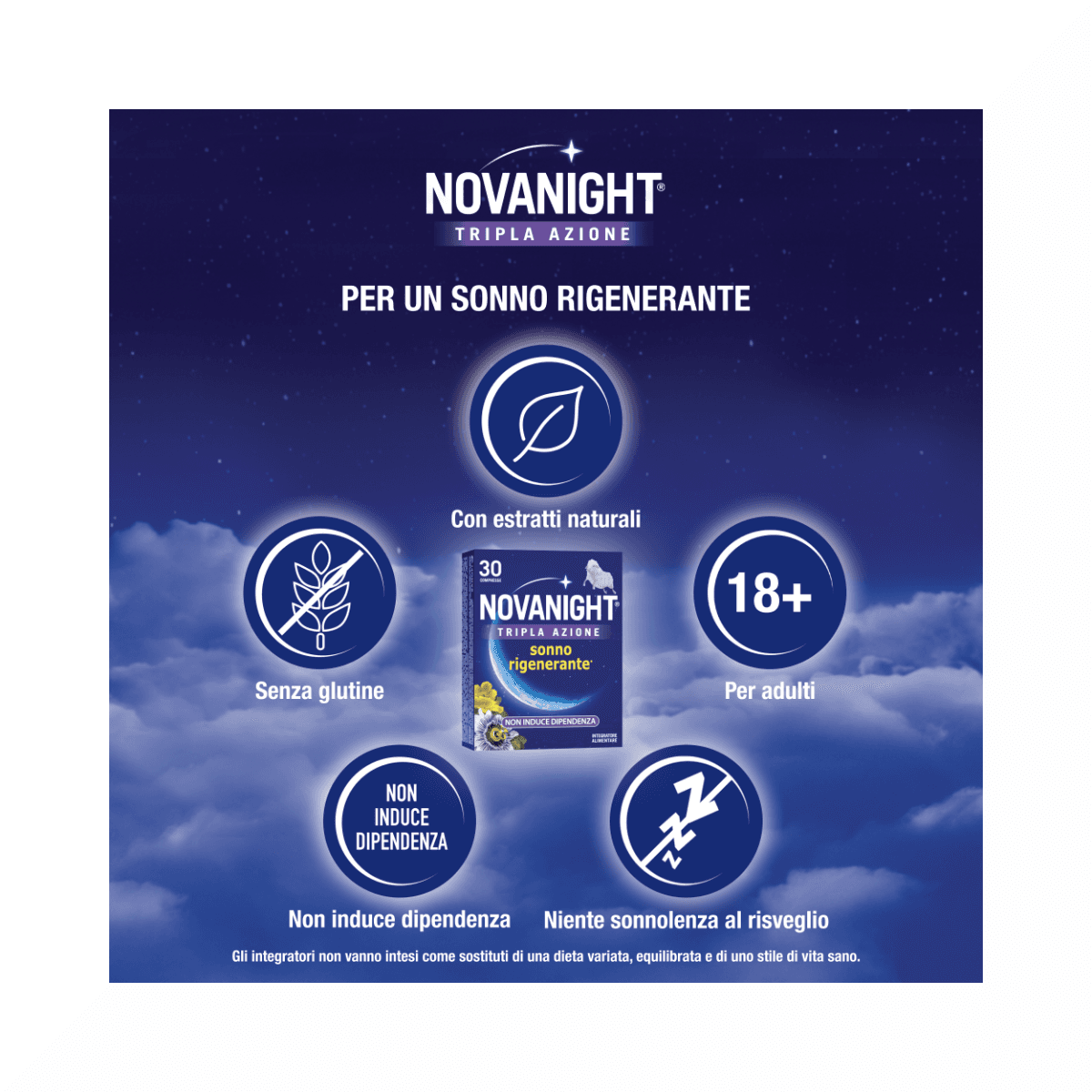 Novanight Rapido Passiflora + Melissa – 30 compresse