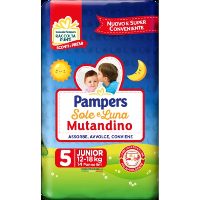Pampers Sole e Luna Mutandine Junior – 14 Pezzi