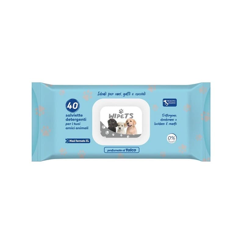 Salviettine Pets Talco – 40 Pezzi per Cani e Gatti