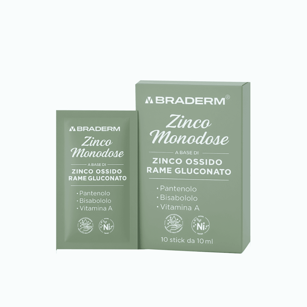 Braderm Zinco Monodose – 10 Stick Integratore di Zinco