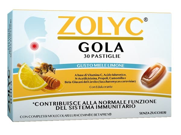 Zolyc Gola Miele-Limone Vitamina C + Propoli – 30 pastiglie per gola e faringe