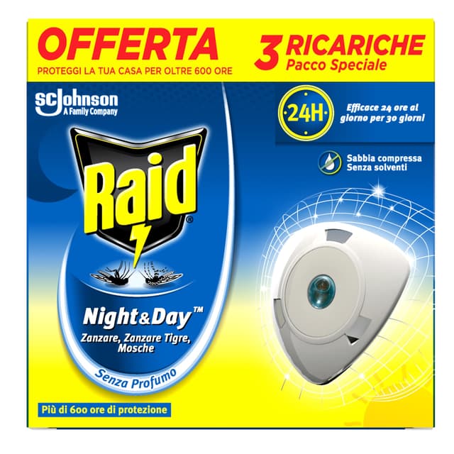 Raid Antizanzare Night & Day Ricarica 3 pezzi