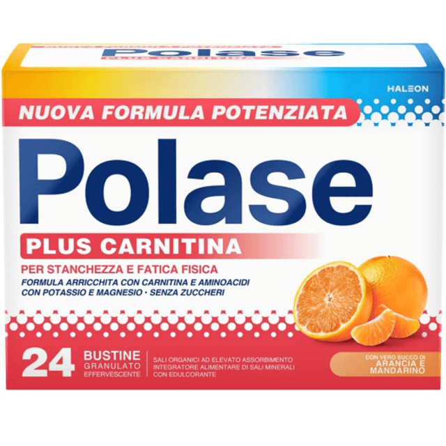 Polase Plus Carnitina – 24 bustine con Magnesio, Potassio e L-Carnitina