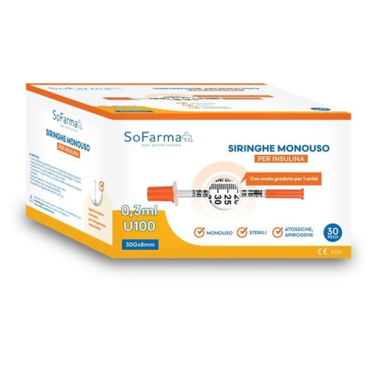 Siringhe per insulina 0,3 ml – 30 pezzi, sterili