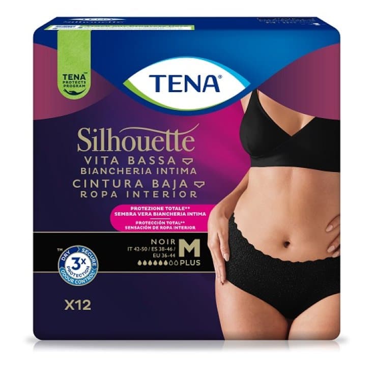 TENA Silhouette Noir – Taglia M, 12 pezzi