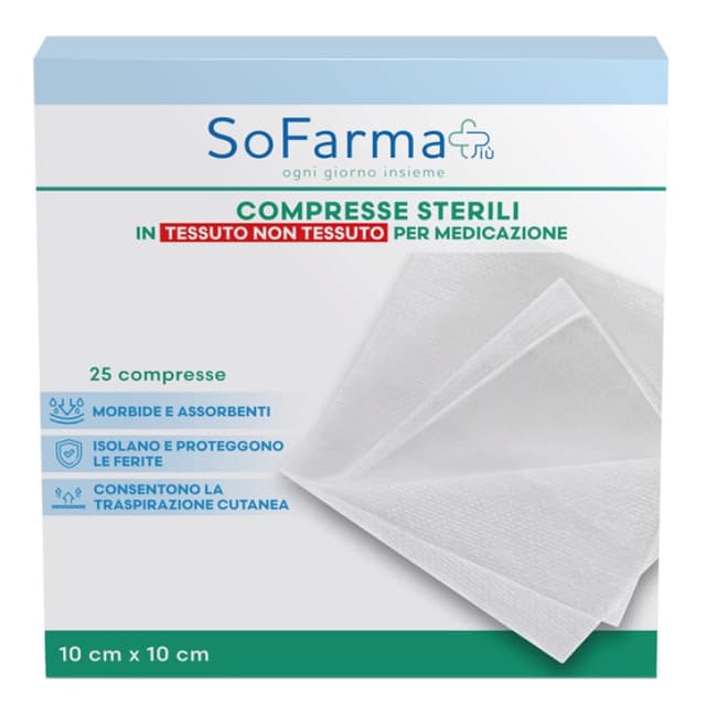 Garza TNT 10×10 cm – Confezione da 25 pezzi
