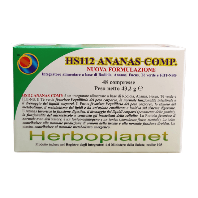 HS112 Ananas Comp Rodiola + Fucus + Tè verde – 48 compresse | Herboplanet