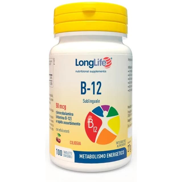 Longlife B12 50 mcg Sublingual Vitamina B12 – 100 compresse