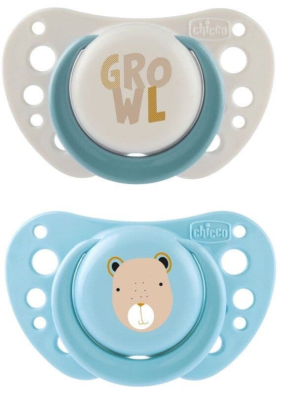 Chicco Ciuccio Air Blu-Silicone 2-6M, Confezione da 2