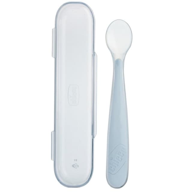 Chicco Cucchiaio in Silicone Grigio – Set 2 pezzi da 6 mesi