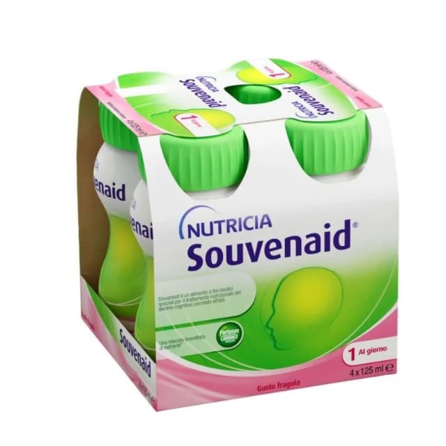 Souvenaid Fragola Omega-3 EPA e DHA + Colina – 4 Bottiglie da 125 ml