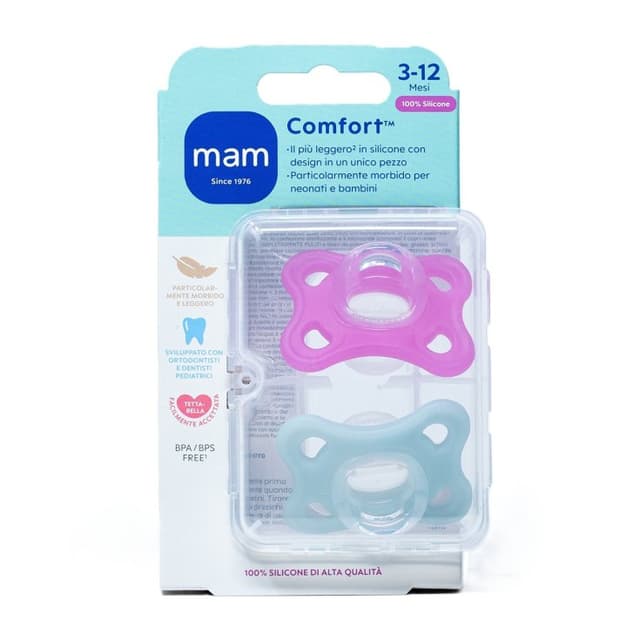 MAM Comfort Ciuccio Silicone 3–12 Mesi – 2 Pezzi