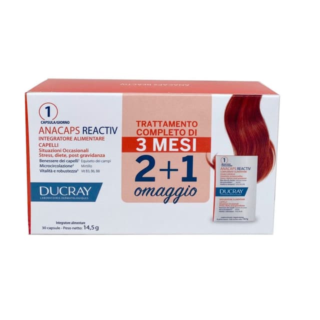 Anacaps Reactiv Trio Multivitaminico + Aminoacidi – 3 x 30 capsule | Ducray