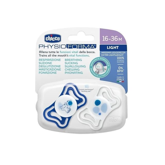 Chicco Physio Light Ciuccio Silicone 16-36 Mesi Blu – 2 Pezzi